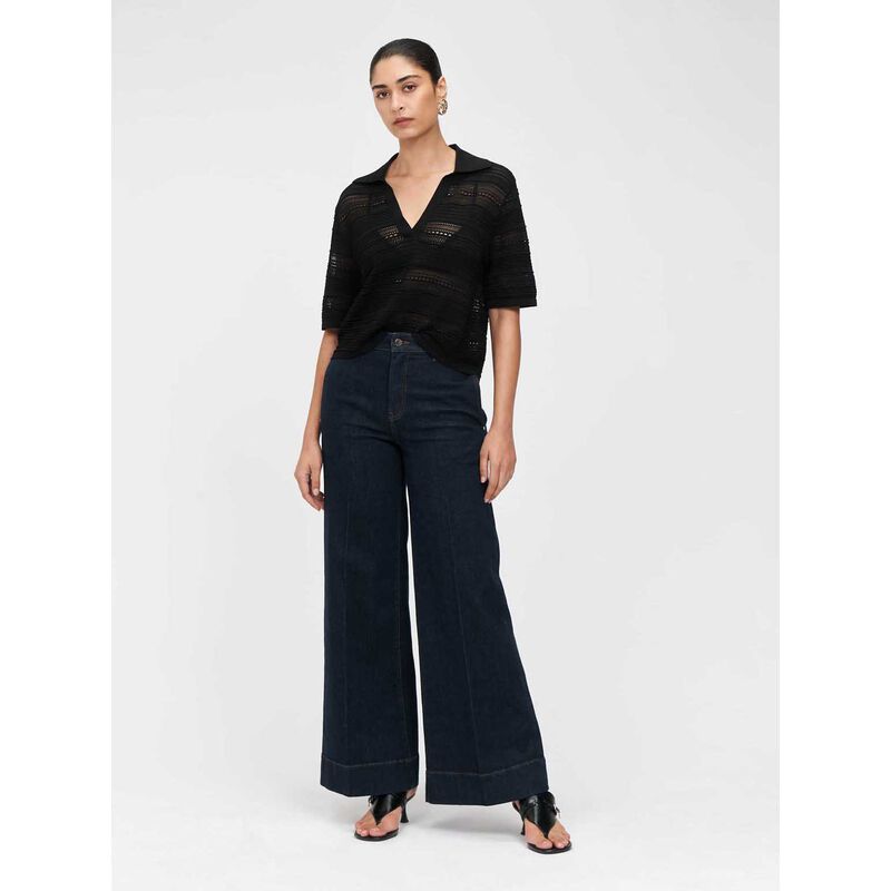 Veronika Maine Pointelle Polo Knit Shirt image number 7
